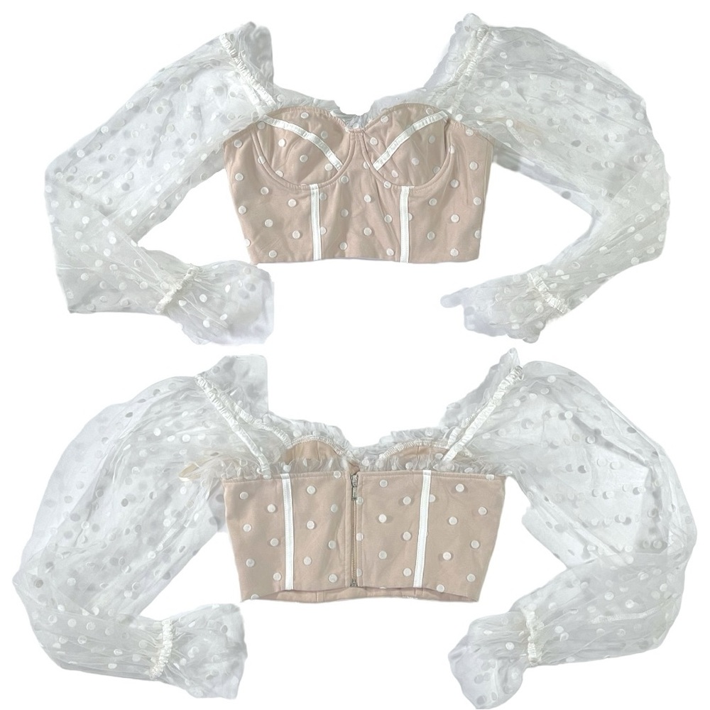 White Sheer Polka Dot Top - Picture 4 of 12